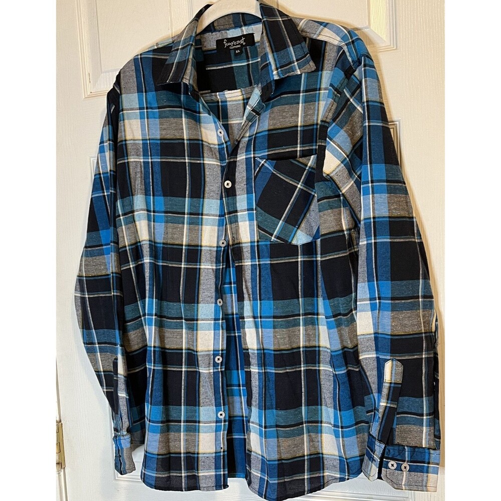 Fourcast Men's Button-down Long Sleeve Shirt size XL, brown, black, white